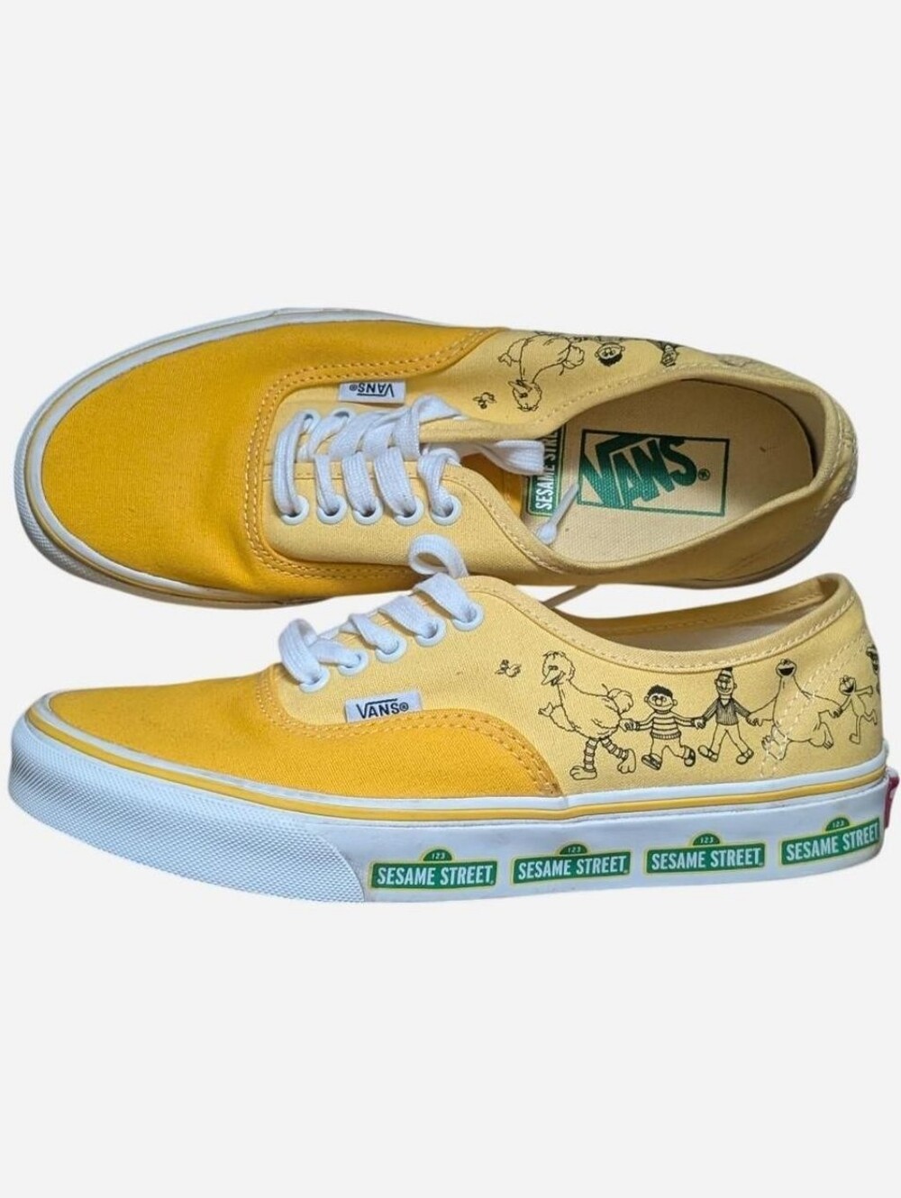 Vans x Sesame Street yellow sneakers skate shoes Big bird bert Ernie Elmo Size 8
